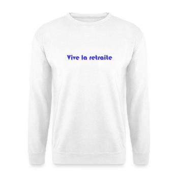 RUHESTAND. RUHESTAND. PENSIONIERT. RUHESTAND - Unisex Pullover - Weiß - Vorne - Alina (178cm) & Michal (187cm)