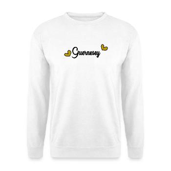 GUERNSEY. ENGLAND - Unisex Pullover - Weiß - Vorne - Alina (178cm) & Michal (187cm)