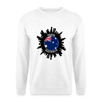 Perth Skyline Australien Flagge Reise Souvenir - Unisex Pullover - Weiß - Vorne - Alina (178cm) & Michal (187cm)