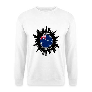 Perth Skyline Australien Flagge Reise Souvenir - Unisex Pullover - Weiß - Vorne - Alina (178cm) & Michal (187cm)