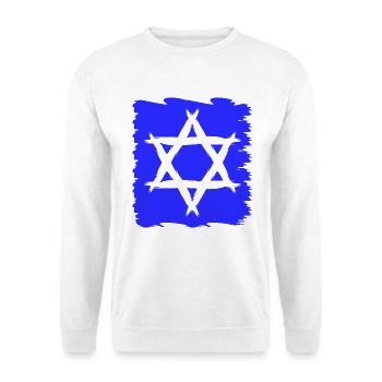 Davidstern Religion Symbol Judentum Geschenk - Unisex Pullover - Weiß - Vorne - Alina (178cm) & Michal (187cm)
