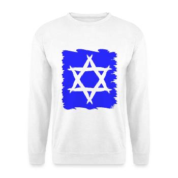 Davidstern Religion Symbol Judentum Geschenk - Unisex Pullover - Weiß - Vorne - Alina (178cm) & Michal (187cm)