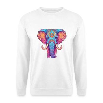 Elefant buntes Aquarell Cartoon Kawaii Tier - Unisex Pullover - Weiß - Vorne - Alina (178cm) & Michal (187cm)