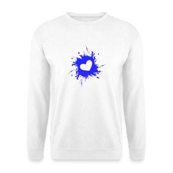 Herz Fleck Tinte Blau - Unisex Pullover - Weiß - Vorne - Alina (178cm) & Michal (187cm)