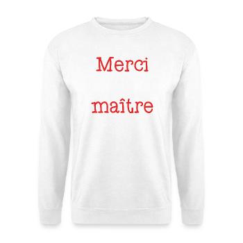 MEISTER. VIELEN DANK. DANKE, MEISTER. MEISTER. MEISTER-GESCHENK - Unisex Pullover - Weiß - Vorne - Alina (178cm) & Michal (187cm)
