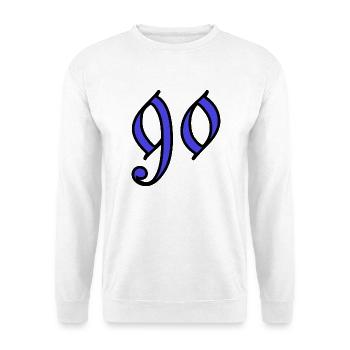 90. 90 JAHRE. 90. JAHRESTAG. 90-JÄHRIGES JUBILÄUM. - Unisex Pullover - Weiß - Vorne - Alina (178cm) & Michal (187cm)