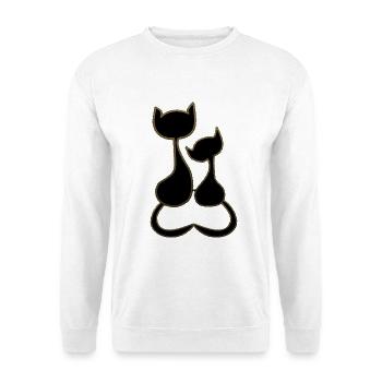 verliebte Katzen  - Unisex Pullover - Weiß - Vorne - Alina (178cm) & Michal (187cm)