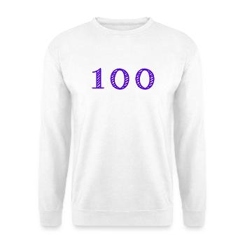 100. 100 JAHRE. 100-JÄHRIGES JUBILÄUM. 100. GEBURTSTAG - Unisex Pullover - Weiß - Vorne - Alina (178cm) & Michal (187cm)