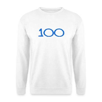 100. 100 JAHRE. 100-JÄHRIGES JUBILÄUM. 100. GEBURTSTAG - Unisex Pullover - Weiß - Vorne - Alina (178cm) & Michal (187cm)