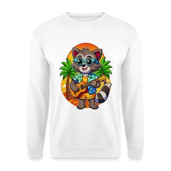 Lustige Waschbär Cartoon Sommer Strand Sonnenbrille - Unisex Pullover - Weiß - Vorne - Alina (178cm) & Michal (187cm)