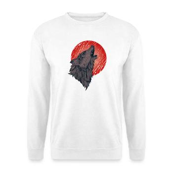 Heulender Wolf, Vollmond - Unisex Pullover - Weiß - Vorne - Alina (178cm) & Michal (187cm)