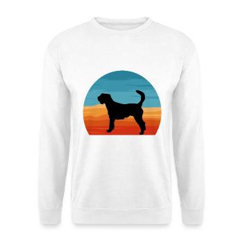 Kromfohrlander Hundeliebhaber Silhouette Vintage Sonnenuntergang - Unisex Pullover - Weiß - Vorne - Alina (178cm) & Michal (187cm)