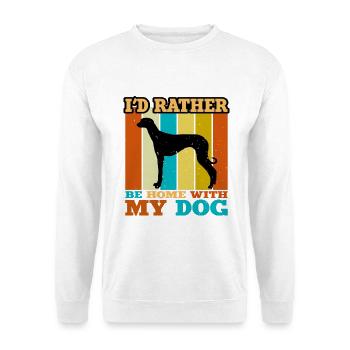 Alte kroatische Windhund Hund Silhouette Retro Sonne - Unisex Pullover - Weiß - Vorne - Alina (178cm) & Michal (187cm)