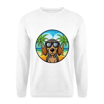 Black And Tan Coonhound Dog Breed Cartoon Beach - Unisex Sweatshirt - white - Front
