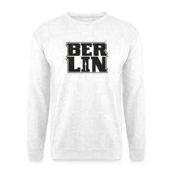 Berlin Souvenir Design Hauptstadt Berliner - Unisex Pullover - Weiß - Vorne - Alina (178cm) & Michal (187cm)