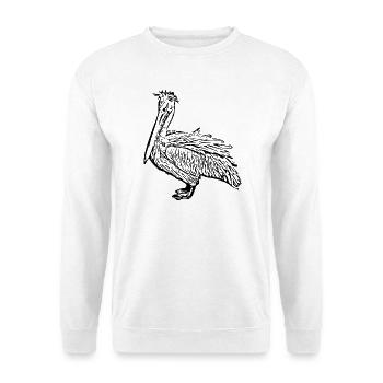 Pelikane Vogel Vögel Pelecanus - Unisex Pullover - Weiß - Vorne - Alina (178cm) & Michal (187cm)