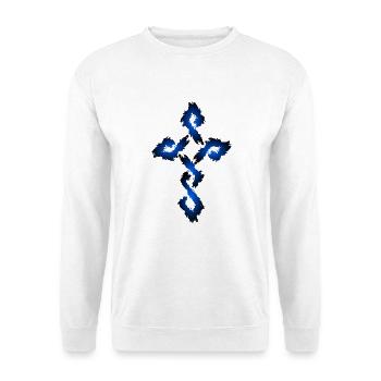 Kreuz Christentum Religion - Unisex Pullover - Weiß - Vorne - Alina (178cm) & Michal (187cm)