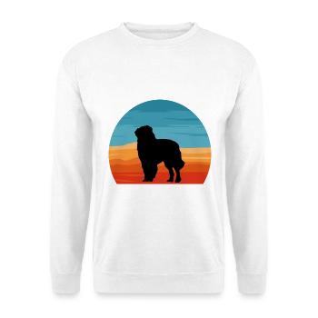 Karpaten Schäferhund Silhouette Retro Sonnenuntergang - Unisex Pullover - Weiß - Vorne - Alina (178cm) & Michal (187cm)