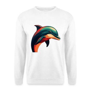 Delfin Cartoon Figur Buntes Haustier Tier - Unisex Pullover - Weiß - Vorne - Alina (178cm) & Michal (187cm)