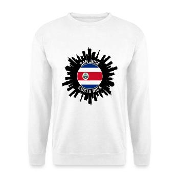San Jose Skyline Costa Rica Flagge Reise-Souvenir - Unisex Pullover - Weiß - Vorne - Alina (178cm) & Michal (187cm)