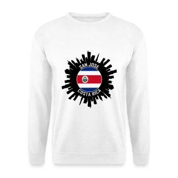 San Jose Skyline Costa Rica Flagge Reise-Souvenir - Unisex Pullover - Weiß - Vorne - Alina (178cm) & Michal (187cm)