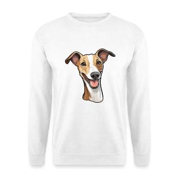 Whippet Hund Rasse Aquarell Karikatur Kawaii Clipar - Unisex Pullover - Weiß - Vorne - Alina (178cm) & Michal (187cm)
