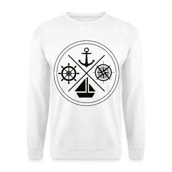 All kinds of nautical - Unisex Pullover - Weiß - Vorne - Alina (178cm) & Michal (187cm)