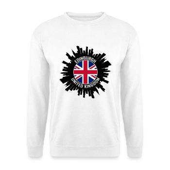 Edinburgh Skyline UK Flagge Reisesouvenir - Unisex Pullover - Weiß - Vorne - Alina (178cm) & Michal (187cm)
