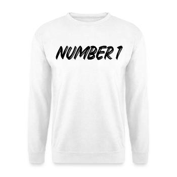 Number 1 - eins - erster - erste - 1 - Nummer 1 - Unisex Pullover - Weiß - Vorne - Alina (178cm) & Michal (187cm)