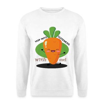 "Hüpf mit mir in die Niedlichkeit!" - Unisex Pullover - Weiß - Vorne - Alina (178cm) & Michal (187cm)