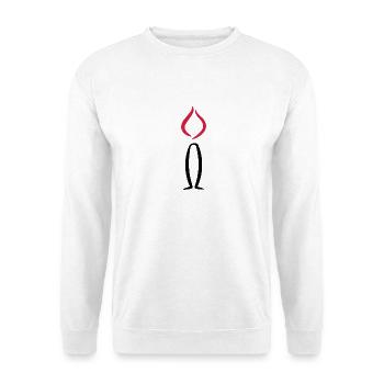 Kerze - Unisex Pullover - Weiß - Vorne - Alina (178cm) & Michal (187cm)