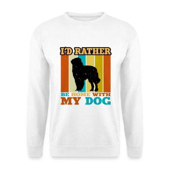 Karpaten-Schäferhund Silhouette Retro Sonnenuntergang - Unisex Pullover - Weiß - Vorne - Alina (178cm) & Michal (187cm)