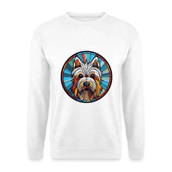 Skye Terrier Schoßhund Rasse Aquarell Illustration - Unisex Pullover - Weiß - Vorne - Alina (178cm) & Michal (187cm)