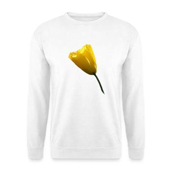 gelber Mohn Klatschmohn Mohnblume - Unisex Pullover - Weiß - Vorne - Alina (178cm) & Michal (187cm)
