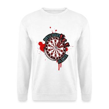 Dartspieler Dartscheibe Dartpfeil Darts Darten - Unisex Pullover - Weiß - Vorne - Alina (178cm) & Michal (187cm)