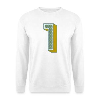 1. 1 JAHR. 1. JAHRESTAG. 1 JAHR GEBURTSTAG - Unisex Pullover - Weiß - Vorne - Alina (178cm) & Michal (187cm)