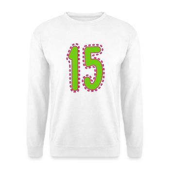 15. 15 ANS. 15e ANNIVERSAIRE. ANNIVERSAIRE 15 ANS. - Sweat-shirt Unisexe - blanc - Devant