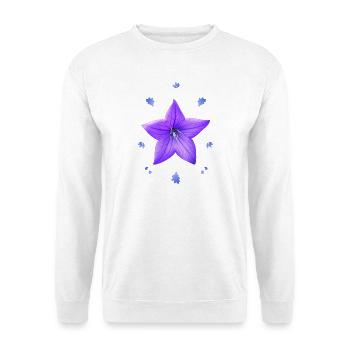 Glockenblume lila Blumenmuster blaues Blume - Unisex Pullover - Weiß - Vorne - Alina (178cm) & Michal (187cm)