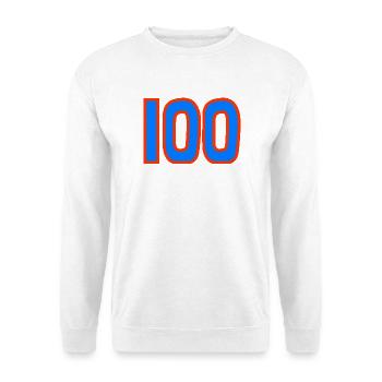 100. 100 JAHRE. 100-JÄHRIGES JUBILÄUM. 100. GEBURTSTAG - Unisex Pullover - Weiß - Vorne - Alina (178cm) & Michal (187cm)