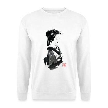 Bijin: eine schöne Japanerin - Unisex Pullover - Weiß - Vorne - Alina (178cm) & Michal (187cm)