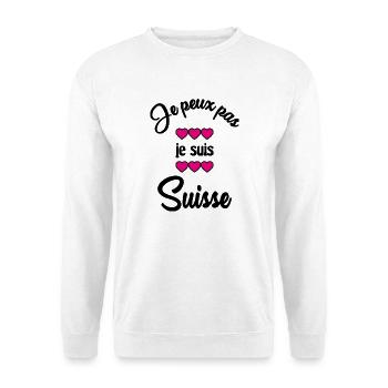 SUISSE. HUMOUR. PAYS. DRAPEAU. GENEVE. LAUSANNE - Sweat-shirt Unisexe - blanc - Devant