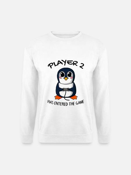 Zweites Baby Spieler 2 Baby Pinguin Schwanger - Unisex Pullover - Weiß