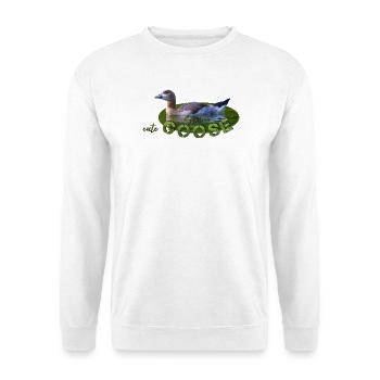 Nilgans Küken Vogel Gans - Unisex Pullover - Weiß - Vorne - Alina (178cm) & Michal (187cm)