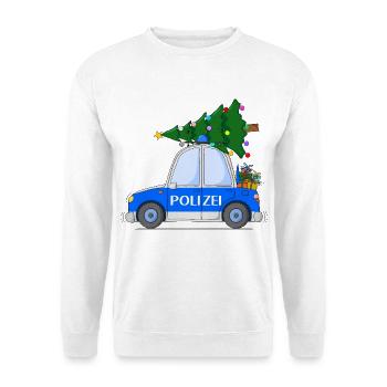 Polizeiauto Weihnachten - Unisex Pullover - Weiß - Vorne