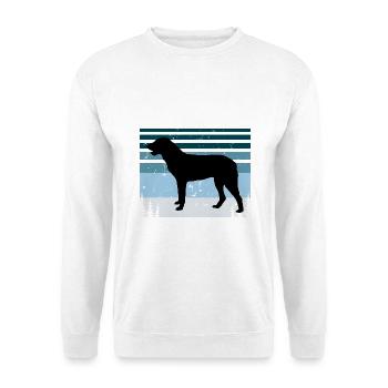 Cao De Castro Laboreiro Hund Silhouette Retro Sonne - Unisex Pullover - Weiß - Vorne - Alina (178cm) & Michal (187cm)