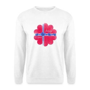 Norwegen Norwegenfahne Blumen - Unisex Pullover - Weiß - Vorne - Alina (178cm) & Michal (187cm)