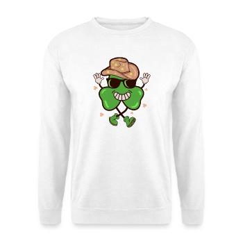 Ein glücklicher Cowboy Retro St Patty s Day - Unisex Pullover - Weiß - Vorne - Alina (178cm) & Michal (187cm)