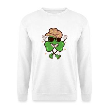 Ein glücklicher Cowboy Retro St Patty s Day - Unisex Pullover - Weiß - Vorne - Alina (178cm) & Michal (187cm)