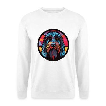 Schwarz Russischer Terrier Hunderasse Aquarellglas - Unisex Pullover - Weiß - Vorne - Alina (178cm) & Michal (187cm)