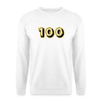 100. 100 JAHRE. 100-JÄHRIGES JUBILÄUM. 100. GEBURTSTAG - Unisex Pullover - Weiß - Vorne - Alina (178cm) & Michal (187cm)